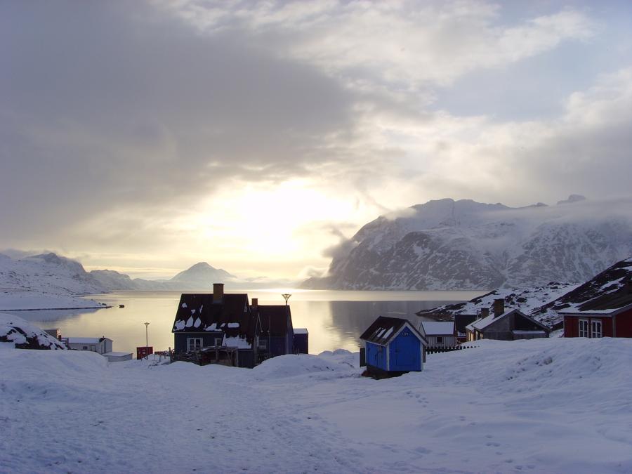 Vindstille. Tasiusaq ved Nanortalik, 21. marts 2020