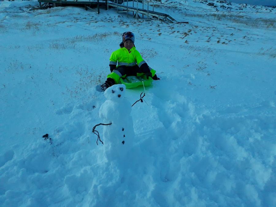 Malik bliver trukket af sin egen snemand. Kitsissuarsuit, 3. december 2019