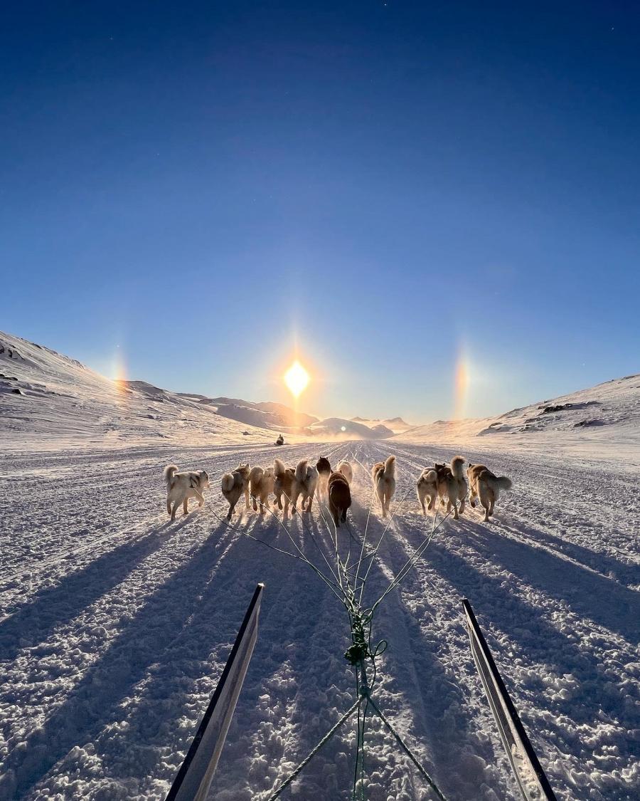 Solen med bi-sole. Sisimiut, maj 2022