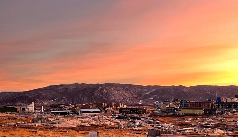 Solopgangen i morges. Ilulissat, 19. oktober 2021