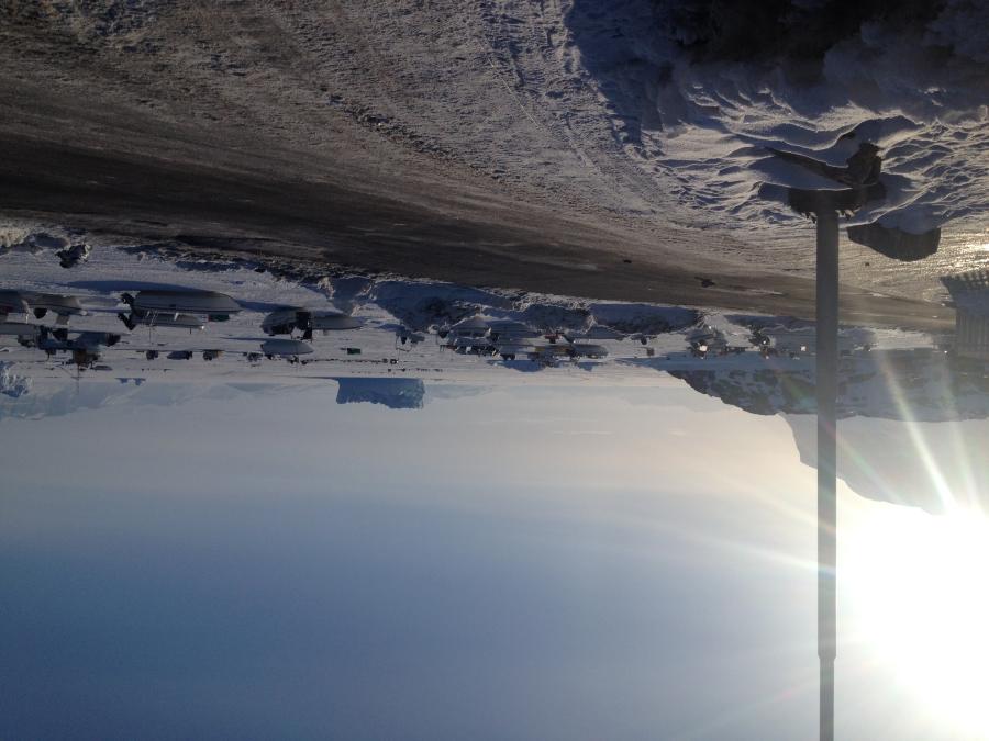 Min udsigt i Uummannaq på min vej til arbejde om morgenen