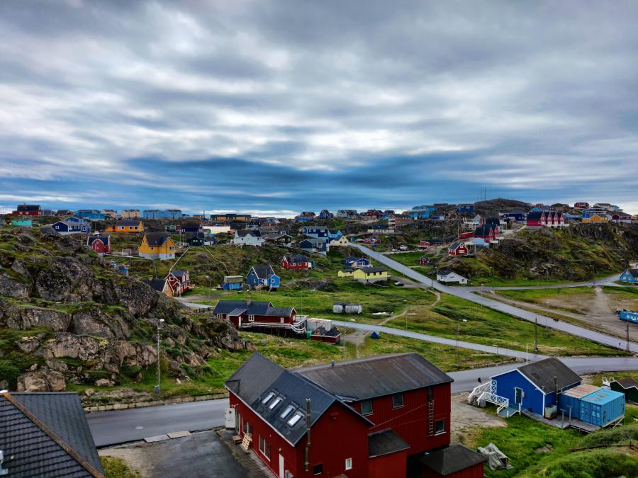 Udsigten fra vores arbejdsplads. Sisimiut, 20. juli 2021