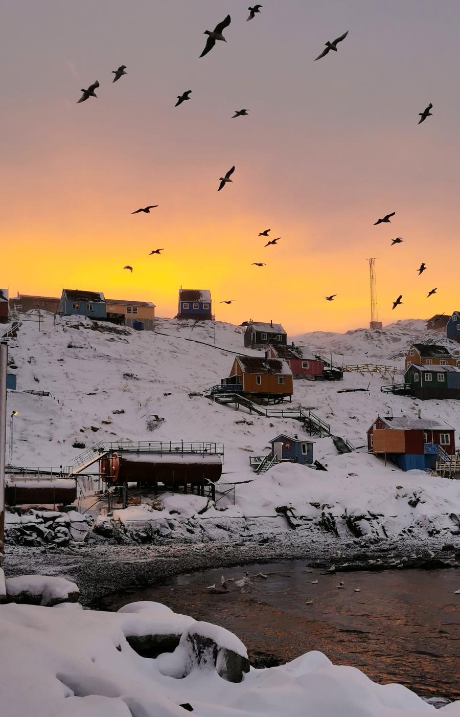 Solens genskær. Sarfannguaq, 2. december 2021